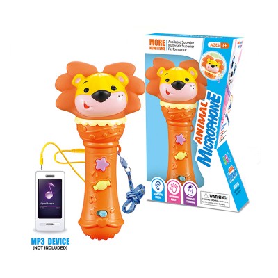 B / O cartoon lion kids karaoke toy microphone with light