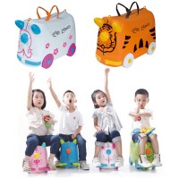 Portable Travel Luggage Storage Cute Animal Kids Whale Ride On Suitcase