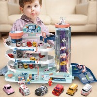 Children Toys With Light And Elevator Vehicles Building Toy Track Car Parking Lot